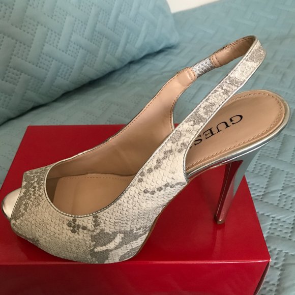 Guess Gwaerra Peep Toe Slingback Heels Size 10M - Picture 2 of 15